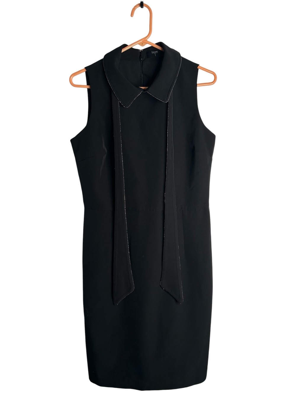 T Tahari Women’s Size 8 Sleeveless Collared Knee Length Dress Black Career